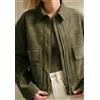 Fatto a mano Elegante giacca da donna in vera pelle di agnello scamosciata verde oliva fat...