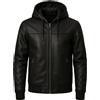 Fatto a mano Bomber nero giacca con cappuccio vera pelle di agnello biker uomo elegante fa...