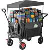Relaxdays Carrello Pieghevole 150 kg, Tettuccio, Manico Telescopico, Ruote con Freno, Grigio 131x54x97 cm