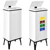 WELL HOME MOBILIARIO & DECORACIÓN 2 x Smart Mülleimer 60 l c/u, H: 95,5 x 35,5 x 26 cm, weiß mit Magnetetiketten