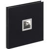 walther design Album Fotografico Nero 30 x 30 cm Lino con Ritaglio Copertina, Bianco e Nero FA-217-B