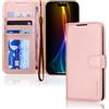 TECHGEAR - Custodia portafoglio in pelle sintetica per iPhone 17 con blocco RFID, porta-carte e contanti, supporto, cinturino, chiusura magnetica - Pelle sintetica rosa per Apple iPhone 17 6,1