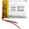 Liter energy battery Batteria 651723 LiPo 3.7V 180mAh 0.666Wh 1S 5C Liter Energy Battery per l'elettronica Ricaricabile Telefono Portatile Smartwatch Orologio GPS - Non adatto per Radiocomando 25x17x7mm (180mAh|651723)
