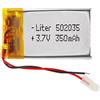 Liter energy battery Batteria 502035 LiPo 3.7V 350mAh 1.295Wh 1S 5C Liter Energy Battery per l'elettronica Ricaricabile Telefono Portatile Smartwatch Orologio GPS - Non adatto per Radiocomando 37x20x5mm (350mAh|502035)