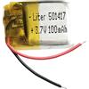 Liter energy battery Batteria 501417 LiPo 3.7V 100mAh 0.37Wh 1S 5C Liter Energy Battery per l'elettronica Ricaricabile Telefono Portatile Video Luce LED GPS - Non adatto per Radiocomando 19x14x5mm(100mAh|501417)