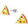 Zenvie Orecchini a bottone con fetta di pizza con confezione regalo - 7 mm (L) x 8 mm (A) Grazioso argento sterling