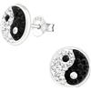 Zenvie Orecchini yin yang, 52 cristalli pavé, argento 925