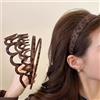 LONEEDY 5 fasce per capelli leopardate in plastica opaca con pettine con denti, a zig-zag, per donne e ragazze (leopardo, 5 pezzi, taglia unica)