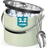 FiveHome Secchiello per il ghiaccio in acciaio inox da 3,2 l, con coperchio e paletta, secchiello per ghiaccio a doppia parete isolante per cocktail bar e feste (verde menta)