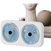 Generic Ventilatore da scrivania, dispositivo di raffreddamento a doppia testa, ventilatore silenzioso ricaricabile tramite USB, design sospeso con flusso d'aria, per campeggio, viaggi, spiaggia,