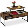 Relaxdays Tavolino da Salotto Contenitore, Tavolo Basso da caffè con Scomparto Portaoggetti, HLP: 45x110x50 cm, Marrone