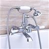 ENKI, Downton, BT0508 - Miscelatore per vasca da bagno e doccia, con leve in ceramica bianca, cromato