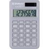 Donau Tech - Calcolatrice a 8 cifre, 9,7 x 6 x 1 cm, colore: Grigio/calcolatrice con display a 8 cifre/Dual Power Solar - funzionamento a batteria/design compatto