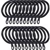 HomeElabador Ganci per Tende in Metallo Anelli con Occhielli Fissi 24 Pezzi, Diametro Interno 30 mm, Nero