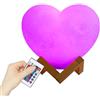 Fruusv Luce notturna a forma di cuore | Illuminazione a LED 16 colori ricaricabile tramite USB, lampada LED cuore con supporto e telecomando, per camera da adolescente, camera da
