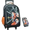 PRESTIGE & DELUXE Trolley Zaino Compatibile Con Dragon Ball Z Scuola Primaria 46 cm, Manico Telescopico, 2 Scomparti, Tasche Laterali Alta Qualità, Bambini dim. 48x33x28cm + astuccio ovale