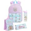 Pusheen the Cat Pusheen Set di zaini per ragazze | Pacchetto zaino blu e rosa da 4 pezzi per bambini con zaino, astuccio, borsa per il pranzo e bottiglia d'acqua | Kitten Cat Graphic Set Completo Abbinato