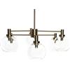 DRW Lampada da soffitto in metallo e sfere di vetro dorate 90 x 90 x 135 cm