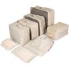 BillyBath Set da 8 organizer valigia, set packing cubes, organizer viaggio, organizer da viaggio, sacchetti per scarpe, organizer da viaggio per cosmetici, sacchetti da viaggio per valigie (Beige)