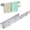 Alyvisun Porta Salviette da Bagno, Portasciugamani Adesivo Monoblocco con Ganci, Porta Asciugamani in Acciaio Inossidabile 304 per Bagno, Cucina e Doccia