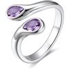 Bestyle Anello Donna Argento Regolabile a Goccia con Pietre Portafortuna