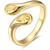 Bestyle Anello Donna Oro Regolabile a Goccia con Pietre Portafortuna