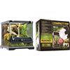 Exo Terra - Micro terrario in vetro con ambientazione per rettili, dimensioni 20 x 20 x 20 cm & Compact Top, copertura per terrario, nano, per 1 lampada, con riflettore, 20 x 9 x 15 cm, nero