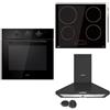 COMFEE' Forno Elettrico da Incasso Ventilato + 7400W Piano di Cottura a Induzione da Incasso con 4 Zone + Cappa Aspirante 60 cm PYRA17B-60 Nera Cappa Cucina con LED