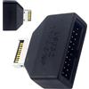 Generico Type E19p Interface Converter, USB 3.2e to 19p Two-Port Adapter Header for Internal Motherboard Extension, ABS Ideal for Cable Management and Data Transfer in Office, 1x2.6x2.5cm