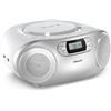 Philips TAZ2000 CD Soundmachine portatile CD con Radio FM, Bluetooth 6.0, Riproduzione USB, Ingresso audio, Boost bassi dinamici, Altoparlanti stereo 6W, CA/Batteria, Maniglia - Argento