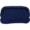 Found it! Di Palma Borsa Uncinetto Fatta a Mano, Fettuccia Eco Pelle, con Tracolla Dorata Rimovibile, 7 varianti (Blu Navy)