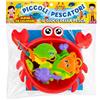 EURO PUBLISHING Gioco della Pesca Granchio per Bambini/e 3+ Anni con Canna da Pesca, Retino e 5 Animaletti Marini - Album da Colorare Incluso