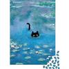 KEZXWCBMN Gatto Nero Stagno Puzzle 1000 Pezzi Carta per Adulti Stile Artistico Ninfee Gioco di Puzzle 1000 Pezzi Relax Casa Regalo 52x38cm/1000pcs