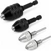 QWORK® 4 pezzi set di mandrini per trapano, adattatore per mandrino per trapano, (0.3-6.5mm,0.3-3.6mm,0.3-3.4mm), con maniglie esagonali e rotonde