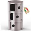 Kiseely Contenitore, comodino camera da letto, Comodino armadietto,moderno tavolino da camera per camera da letto, soggiorno, bagno (Grigio S1, 3 Elementi)