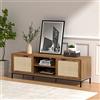 Yvsevnr Mobile TV Soggiorno, Tavolino Porta TV fino a 65 Pollici, Lungo 150 cm, Armadietto per TV con 2 Rattan Ante, Ripiani Regolabili, Console TV Multimediale per Soggiorno, Camera da Letto