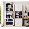 ZECIIYE Lot di 2 Armadio Ufficio Bianco, Schedario da Ufficio con 4 Ante e Ripiani, Mueble Archivador per Archivio Documenti, Armadio Profondo 40 cm e 60 cm Larghezza, 180,5 cm