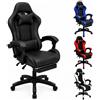 SISA BY GL - Sedia Gaming Ergonomica Reclinabile fino a 135°, con Poggiapiedi, Supporto Lombare e Poggiatesta, Rotazione 360°, Pistone a Gas, Pelle Sintetica Nera - Sedia Gaming Nera