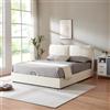 [en.casa] Struttura Letto Matrimoniale 160 x 200 cm con Zona di Riposo Ribaltabile e Contenitore Letto a 2 Piazze con Testiera Imbottita - Beige
