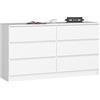 Home Collective Cassettiera bianca larga 140 cm con 6 cassetti Camera da letto e soggiorno Versatile per corridoio e bambini