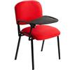 Notek 6 sedie Impilabili in Tessuto con Ribaltina scrittoio tavoletta per studio sala conferenza convegni (Rosso)