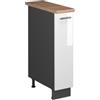 Vicco Armadio cucina dispensa alto Fame-Line, Bianco lucido/Antracite, 20 cm, PL Rovere, per la combinazione con altri moduli della serie Fame-Line