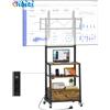 Mobile TV Con Ruote E Supporto, Prese Integrate, Altezza Regolabile E Cassetto,