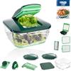 Genius Nicer Dicer Chef (18 pezzi) con ciotola in vetro - Set di taglierini per frutta e verdura e libretto di ricette in verde smeraldo; A80978