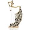 DOVDOV Statua e scultura di pavone, ballerina femminile, moderna statua in ceramica dorata per tavolino da caffè, ingresso, soggiorno, camera da letto e ufficio, accessori decorativi (oro bianco)