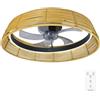 Cecotec - Ventilatori da Soffitto EnergySilence LampAero 600 Natural Design - Paralume in Vimini, 20 W, Lampada Inclusa, Telecomando, Timer Fino a 8 Ore, 3 Velocità, 5 Pale, Estate/Inverno