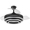 Eden pulse Ventilatore da soffitto nero con luce LED 3 pale trasparenti 72 W, design moderno a cerchi 43/58 x 50/107 cm