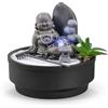Zen Light Fontana interna Giardino Zen, Statua Buddha Rimovibile, Luce LED Colorata, Decorazione Atmosfera Rilassante, Giardino Zen Sabbia Bianco, Fontana da Tavolo Circuito Chiuso, H21 cm - Sikhi Zen'Light