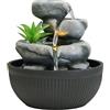 Dehner Fontana Lono, fontana con illuminazione a LED, ca. Ø 21 cm, altezza 21 cm, poliresina, grigio/nero