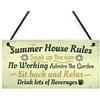 RED OCEAN Summer House Rules - Targa da appendere per capannone da giardino, idea regalo per la casa